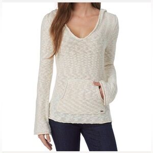 Roxy Cream V-Neck Hooded Sweater – Size Medium